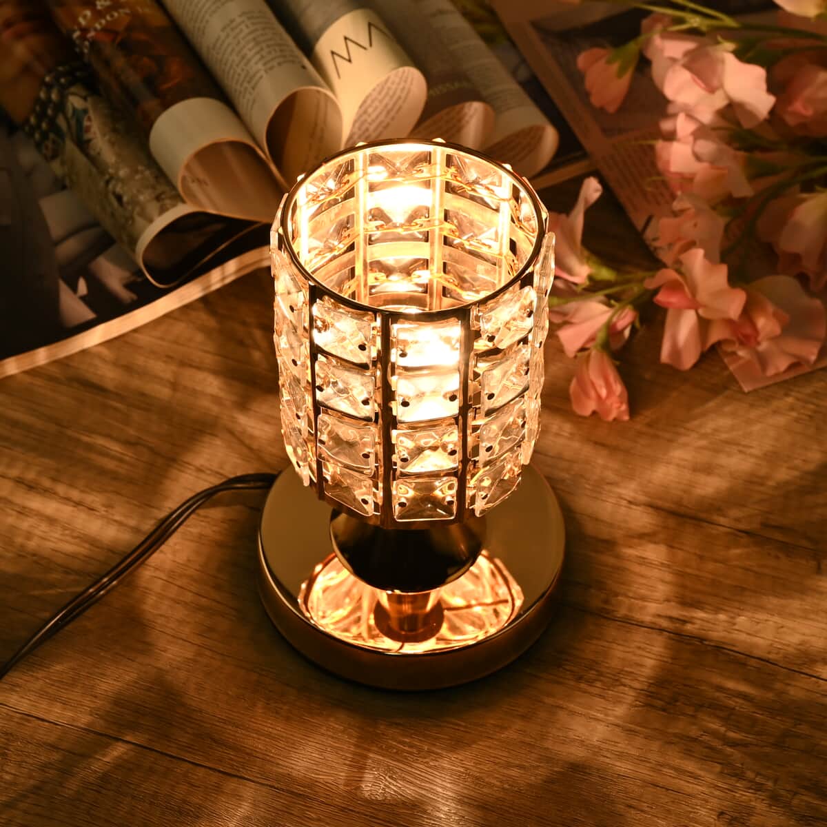 Homesmart Gold Color Cylinder Shape Crystal Lamp with Bulb and Touch Control image number 1