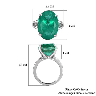 Emeraldine Triplet Quartz 11.00 ctw Ring in Platinum Over Sterling Silver (Size 5.5)