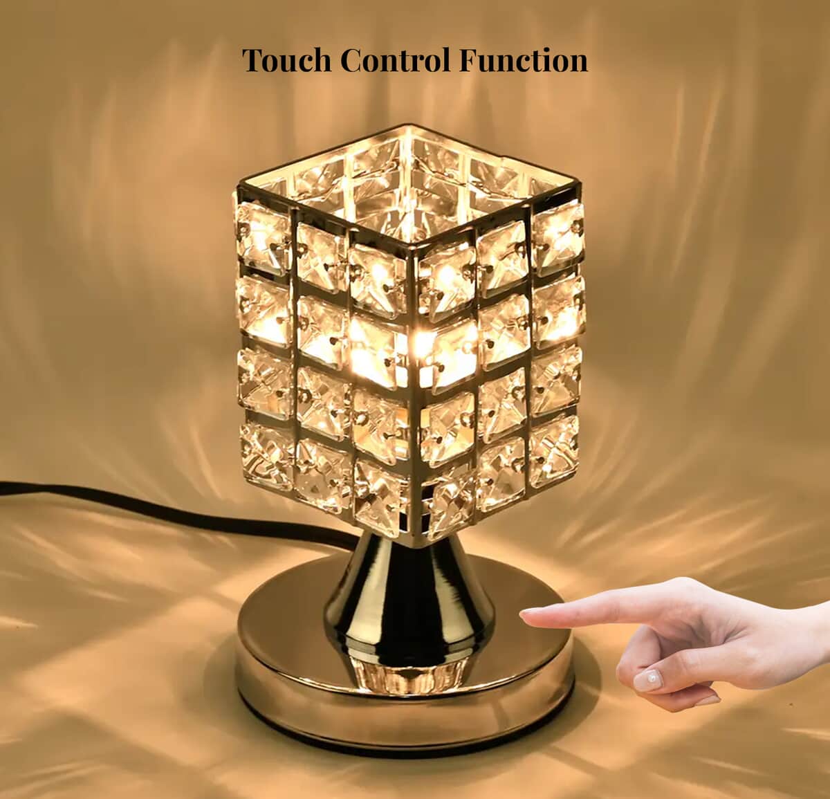 Homesmart Silver Color Fancy Shape Crystal Lamp with Bulb and Touch Control image number 3
