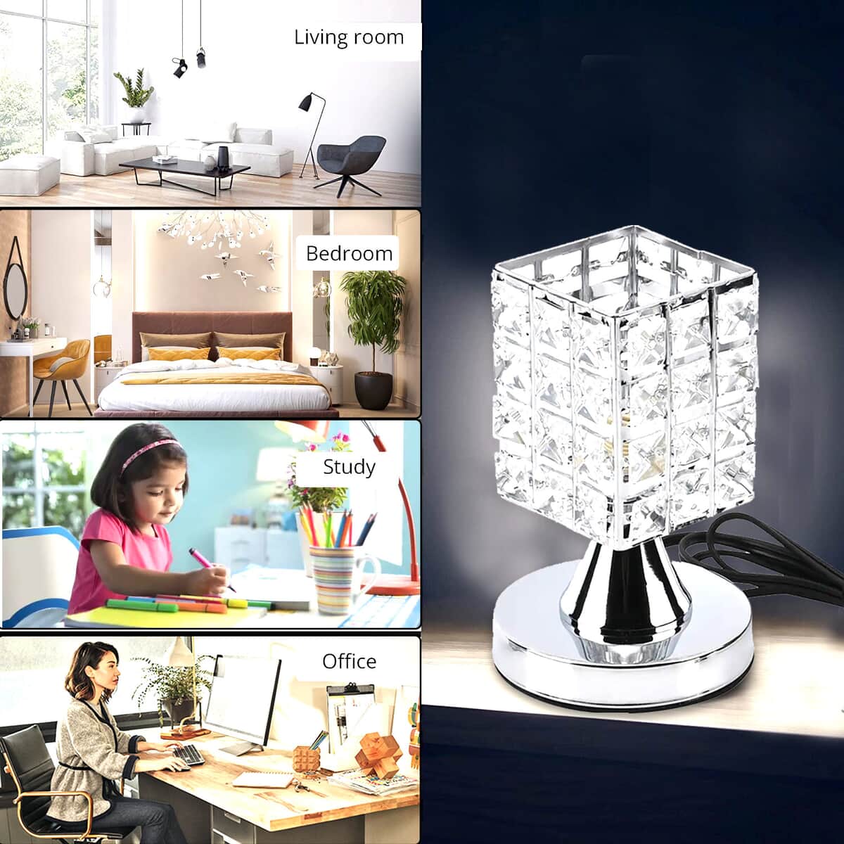 Homesmart Silver Color Fancy Shape Crystal Lamp with Bulb and Touch Control image number 4