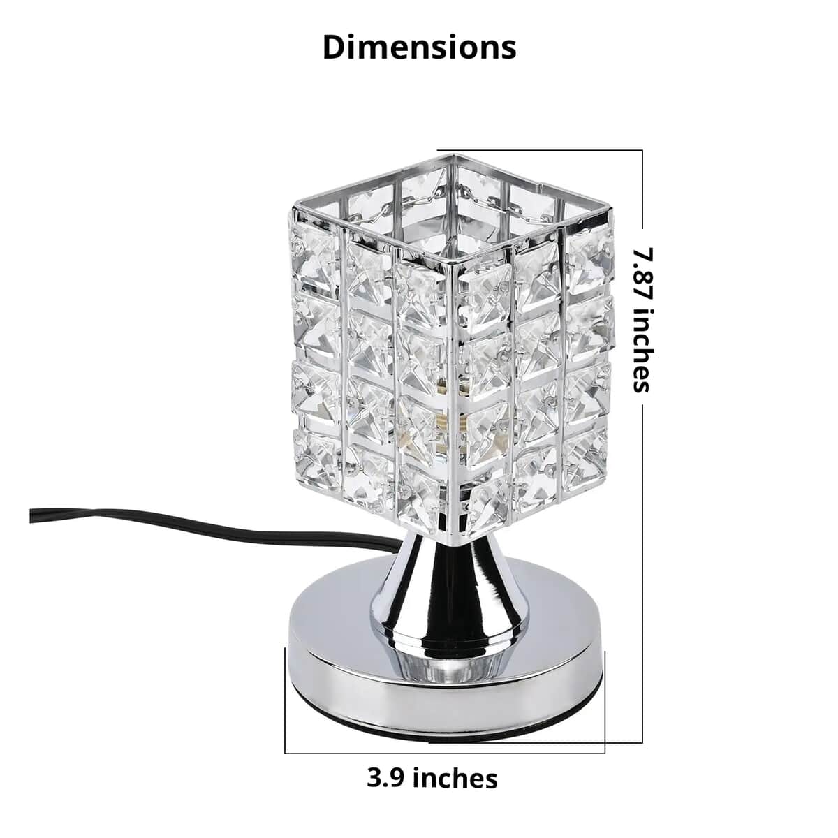 Homesmart Silver Color Fancy Shape Crystal Lamp with Bulb and Touch Control image number 5