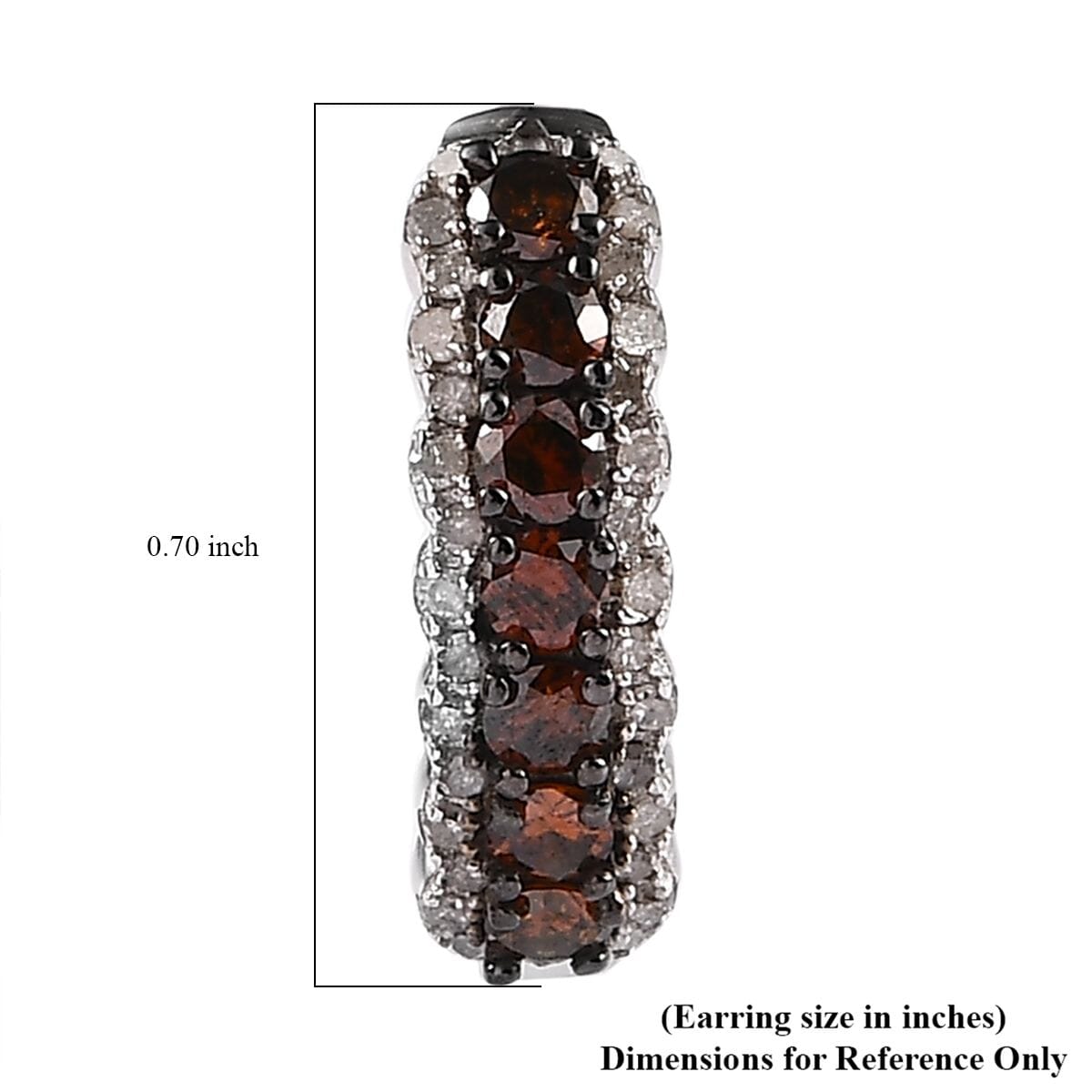 Red and White Diamond Hoop Earrings in Platinum Over Sterling Silver 1.00 ctw image number 4