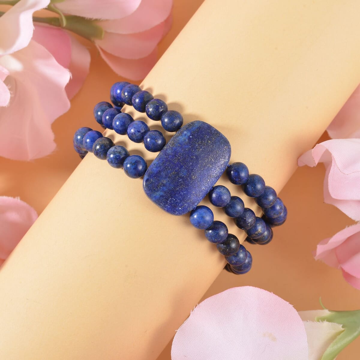 Lapis Lazuli Beaded Stretch Bracelet 215.85 ctw image number 1