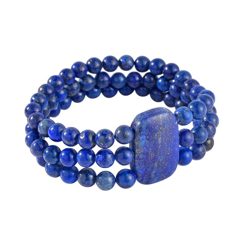 Lapis Lazuli Beaded Stretch Bracelet 215.85 ctw