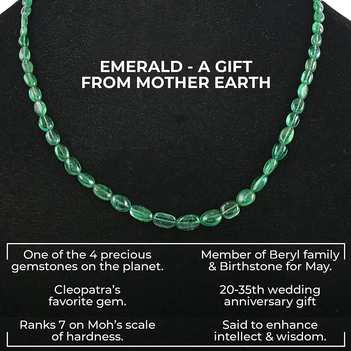 Rhapsody Certified & Appraised AAAA Zambian Emerald Beaded Necklace, Graduated Single Strand Beaded Necklace, 18 Inch Necklace In 950 Platinum 60.00 ctw image number 2