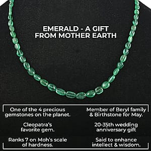 Rhapsody AAAA Zambian Emerald Beaded Necklace, Graduated Single Strand Beaded Necklace, 18 Inch Necklace In 950 Platinum 60.00 ctw
