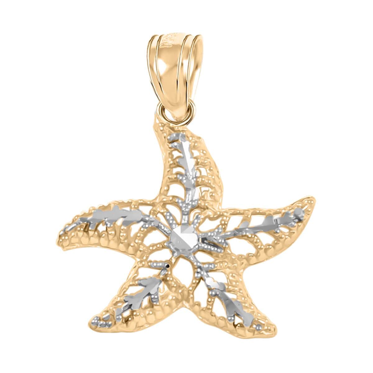 Made in America 10K Yellow and White Gold Filigree Starfish Pendant image number 0