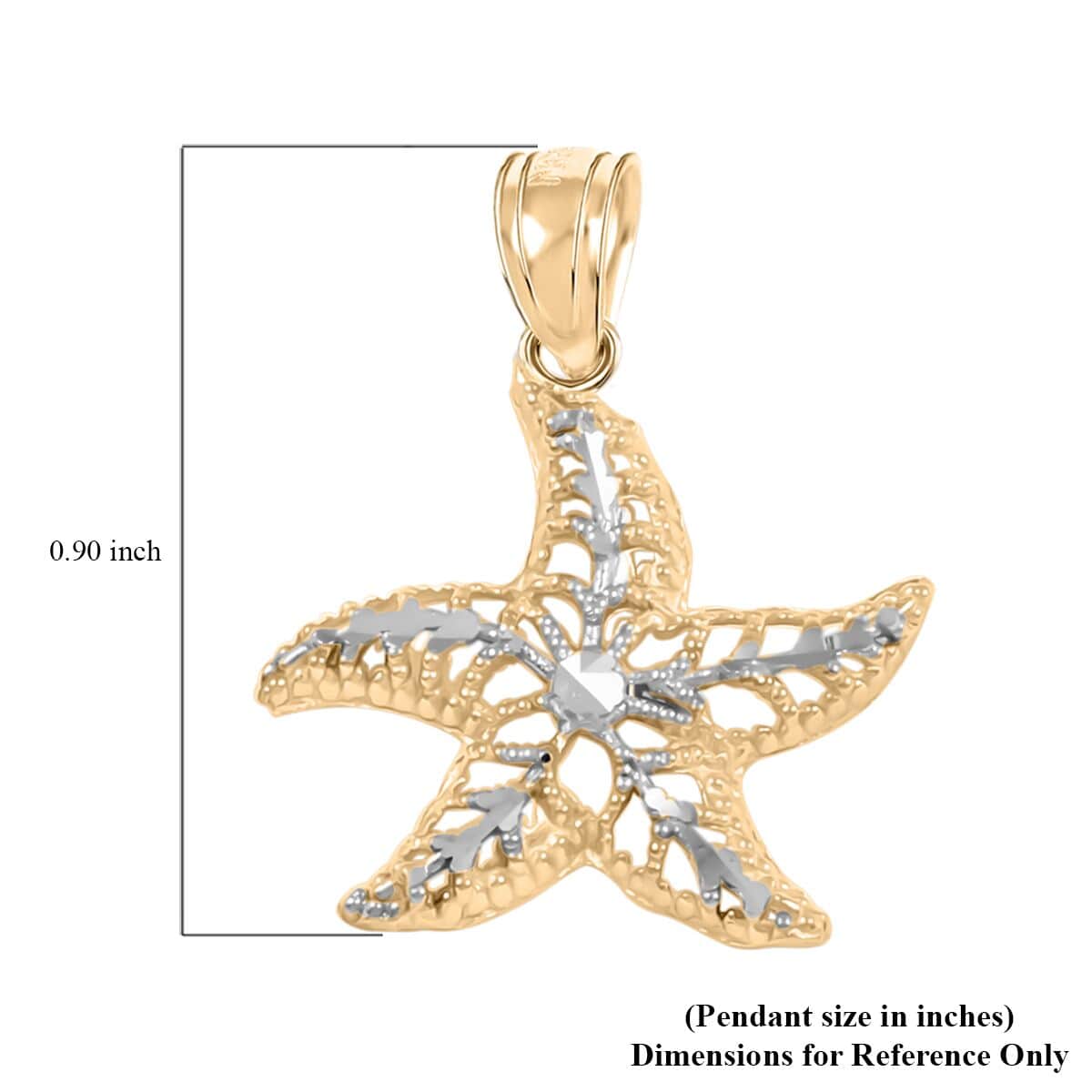 Made in America 10K Yellow and White Gold Filigree Starfish Pendant image number 4