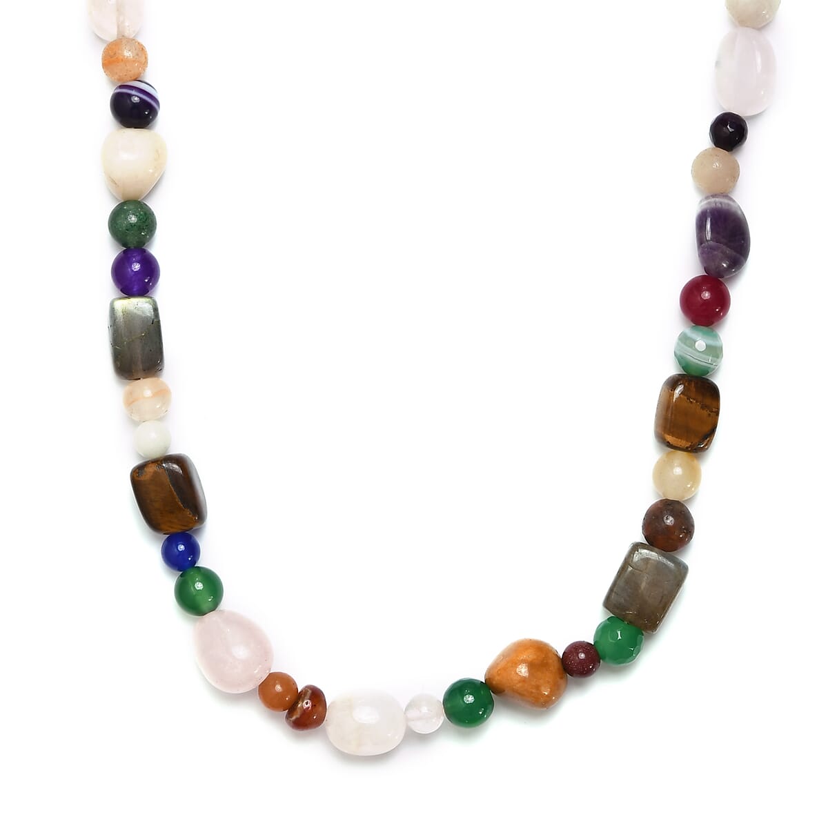 Multi Gemstone Necklace 20 Inches in Sterling Silver 250.00 ctw image number 0