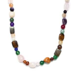 Multi Gemstone Necklace 20 Inches in Sterling Silver 250.00 ctw