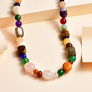 Multi Gemstone 250.00 ctw Necklace in Sterling Silver 20 Inches