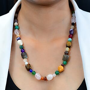 Multi Gemstone 250.00 ctw Necklace in Sterling Silver 20 Inches