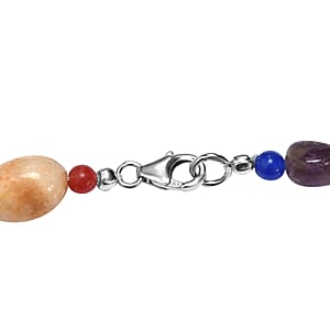 Multi Gemstone 250.00 ctw Necklace in Sterling Silver 20 Inches
