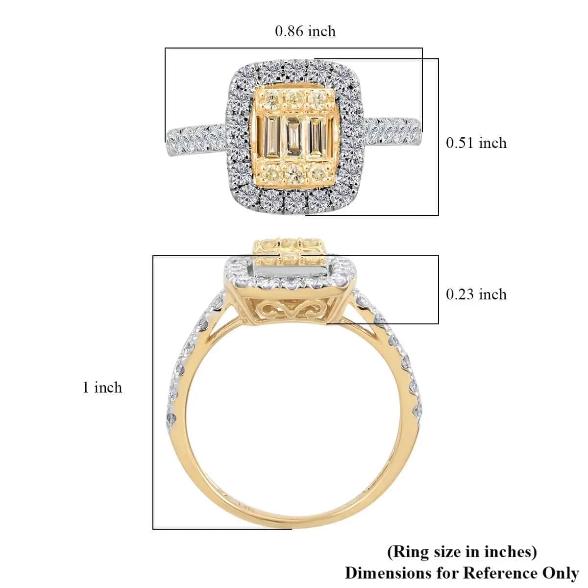 14K Yellow Gold Natural Yellow and White Diamond I2-I3 Ring (Size 6.0) 1.00 ctw image number 6