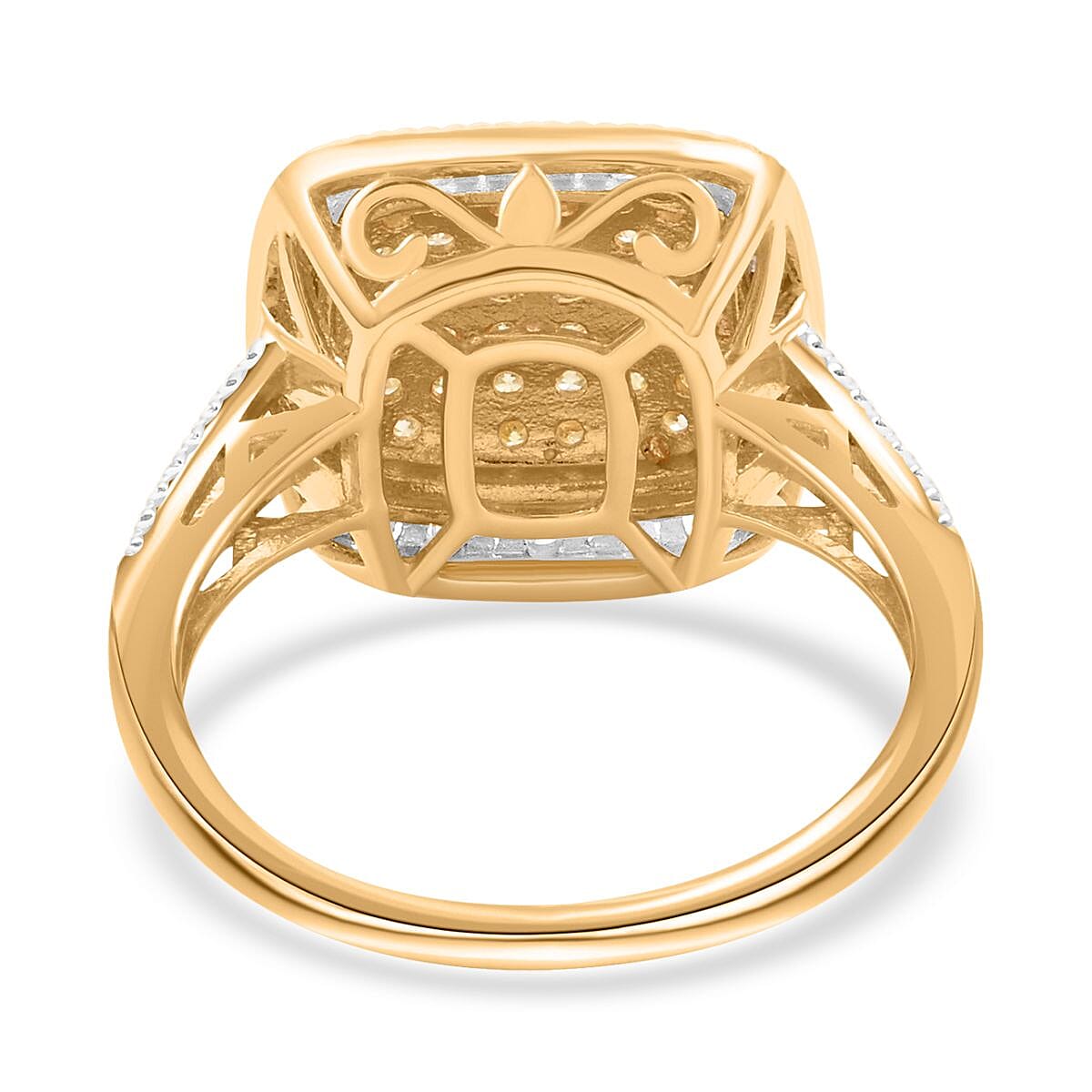 Natural Yellow and White Diamond (I2-I3) Vermeil Yellow Gold Over Sterling Silver Ring 0.50 ctw image number 3