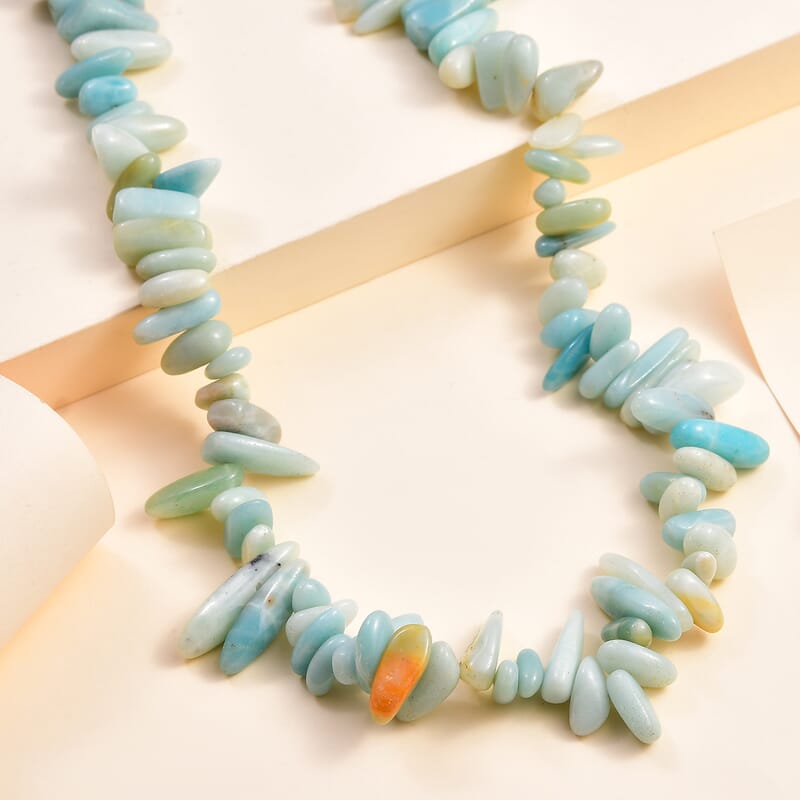 Mangoro Aquamarine Chips Necklace 20 Inches in Sterling Silver 450.00 ctw
