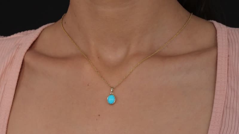 Luxoro 10K Yellow Gold Premium Sleeping Beauty Turquoise Solitaire Pendant 1.50 ctw