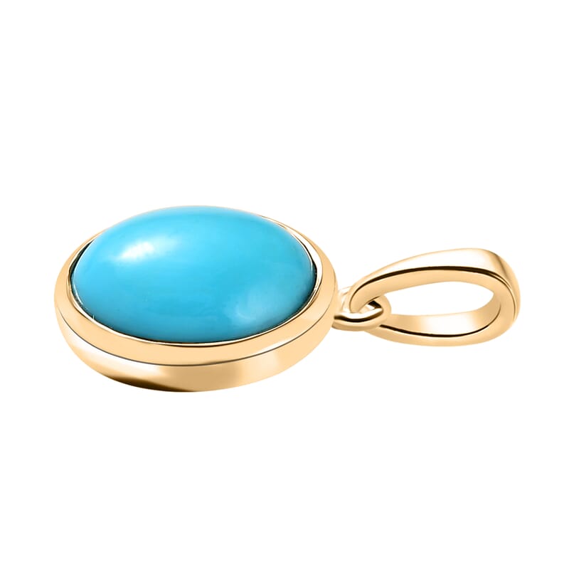 Luxoro 10K Yellow Gold Premium Sleeping Beauty Turquoise Solitaire Pendant 1.50 ctw