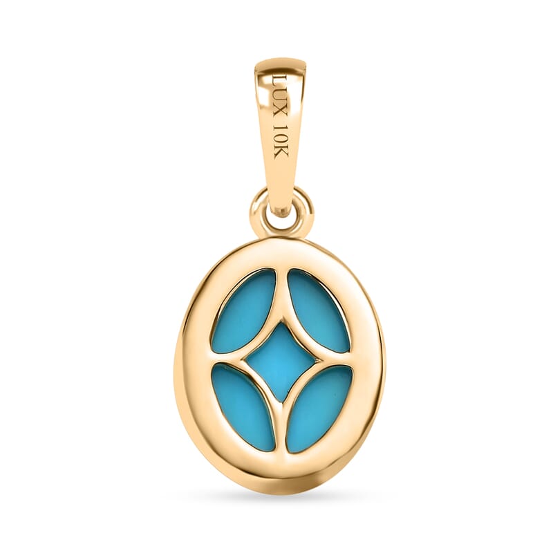 Luxoro 10K Yellow Gold Premium Sleeping Beauty Turquoise Solitaire Pendant 1.50 ctw