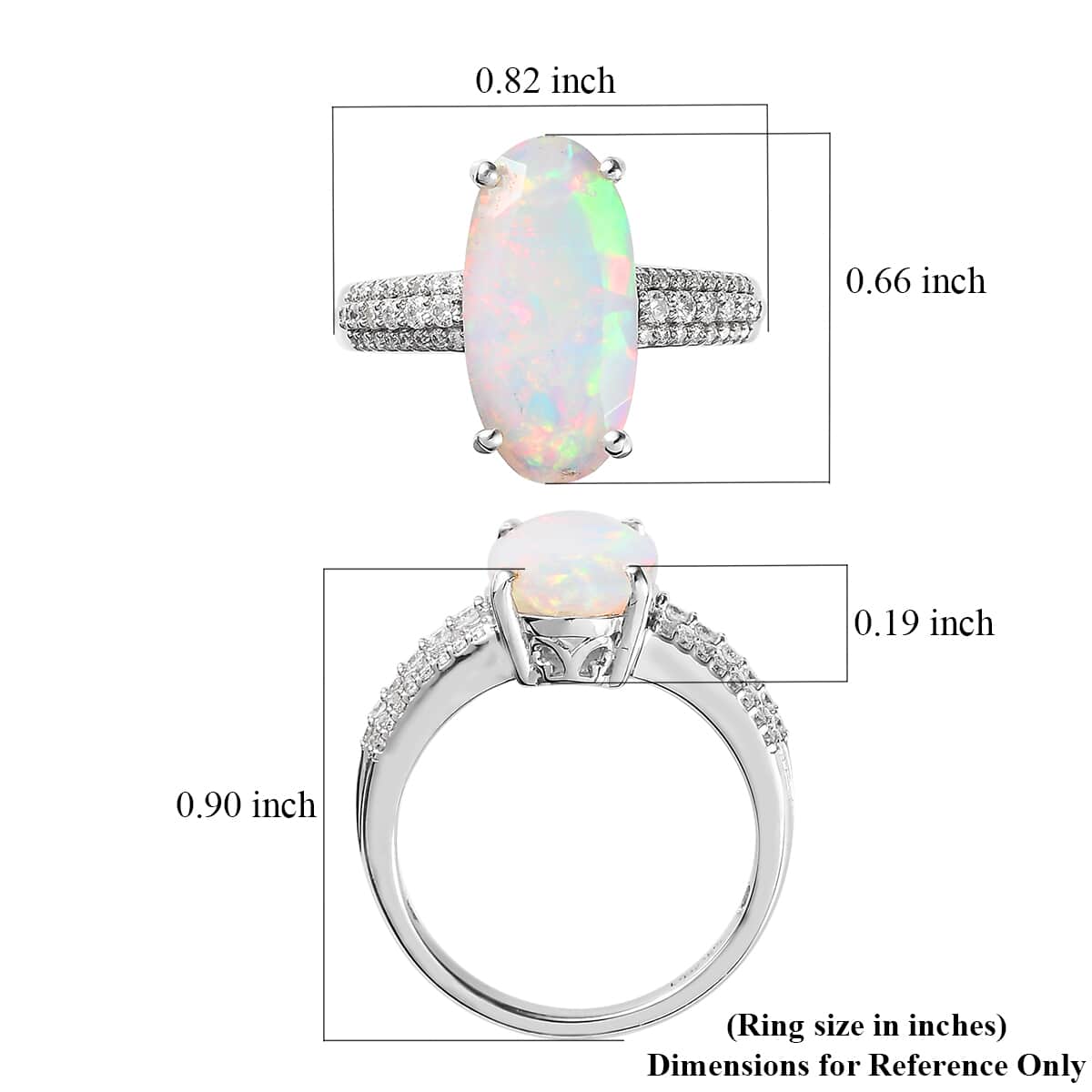 AAA Ethiopian Welo Opal and Moissanite Ring in Platinum Over Sterling Silver (Size 6.0) 3.00 ctw image number 6
