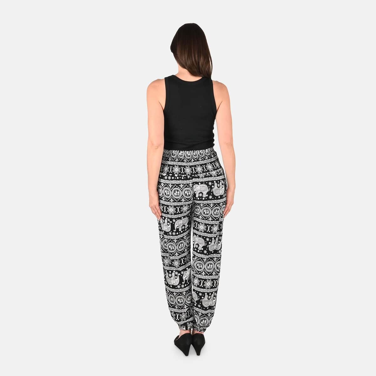 TAMSY Elephant Pattern Harem Pants with 2 Pockets image number 1