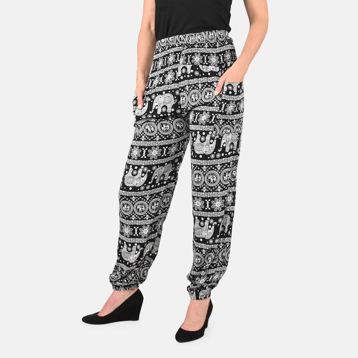 TAMSY Elephant Pattern Harem Pants with 2 Pockets image number 3