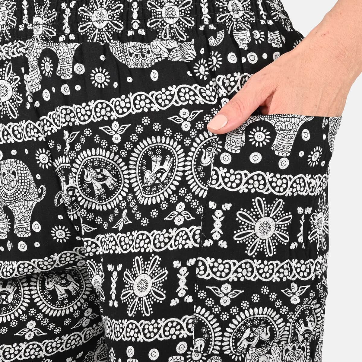 TAMSY Elephant Pattern Harem Pants with 2 Pockets image number 4