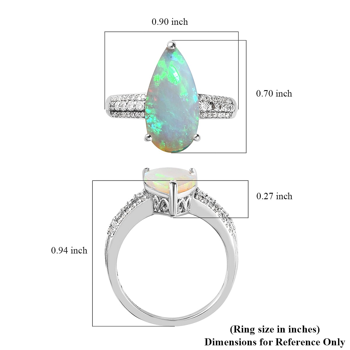 AAA Ethiopian Welo Opal and Moissanite Ring in Platinum Over Sterling Silver (Size 10.0) 3.00 ctw image number 6