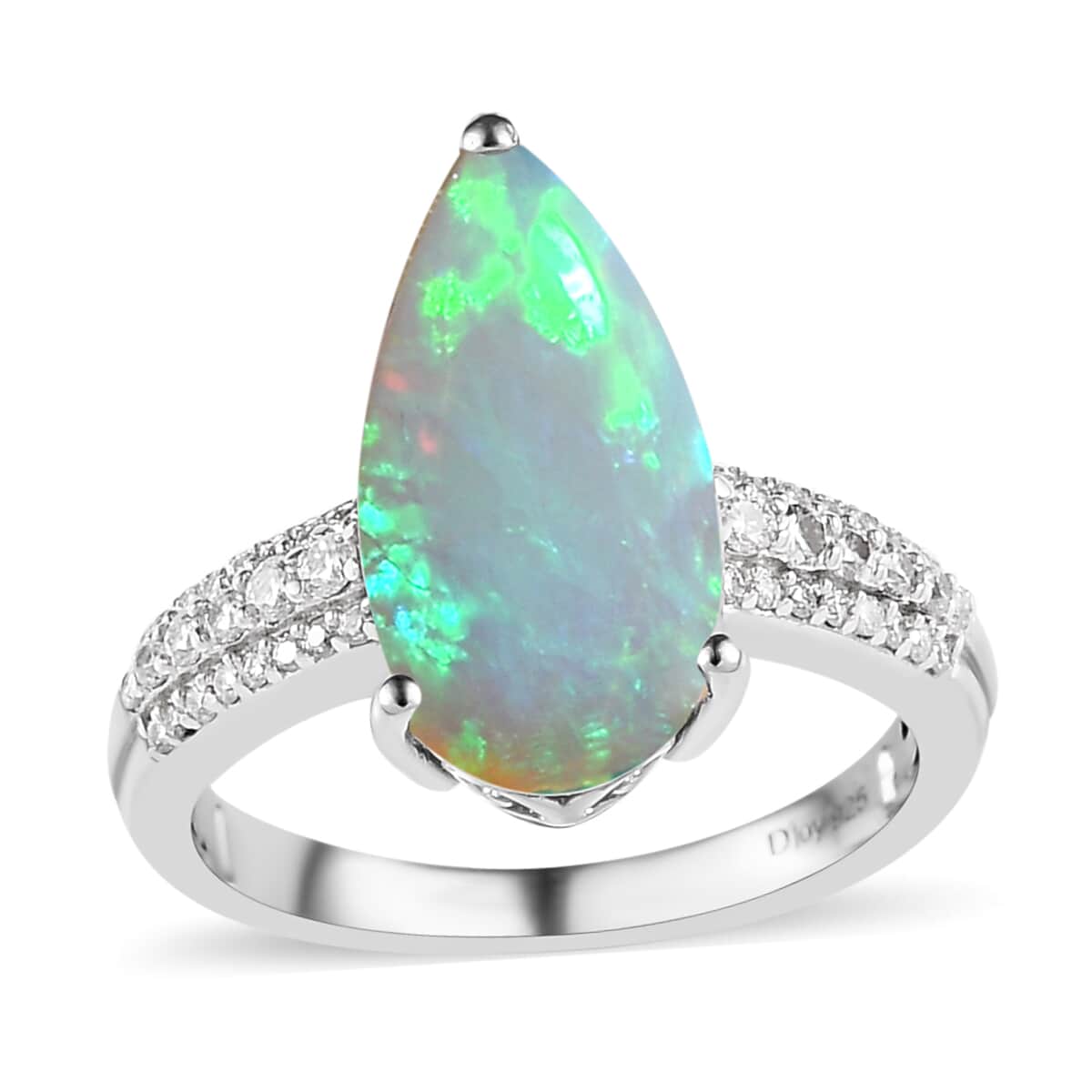 AAA Ethiopian Welo Opal and Moissanite Ring in Platinum Over Sterling Silver (Size 6.0) 3.00 ctw image number 0