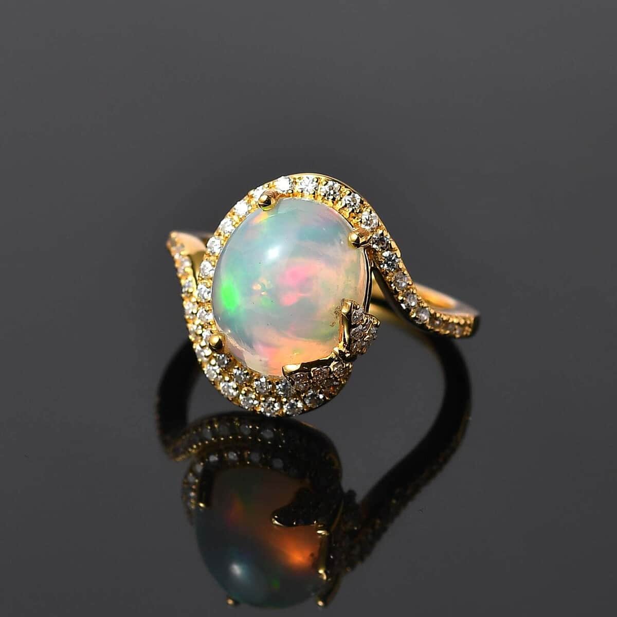 GP Italian Garden Collection Premium Ethiopian Welo Opal Ring, Multi Gemstone Accent Ring,  Vermeil Yellow Gold Over Sterling Silver Ring, Opal Jewelry 3.60 ctw image number 1