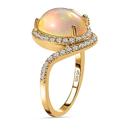 GP Italian Garden Collection Premium Ethiopian Welo Opal Ring, Multi Gemstone Accent Ring,  Vermeil Yellow Gold Over Sterling Silver Ring, Opal Jewelry 3.60 ctw