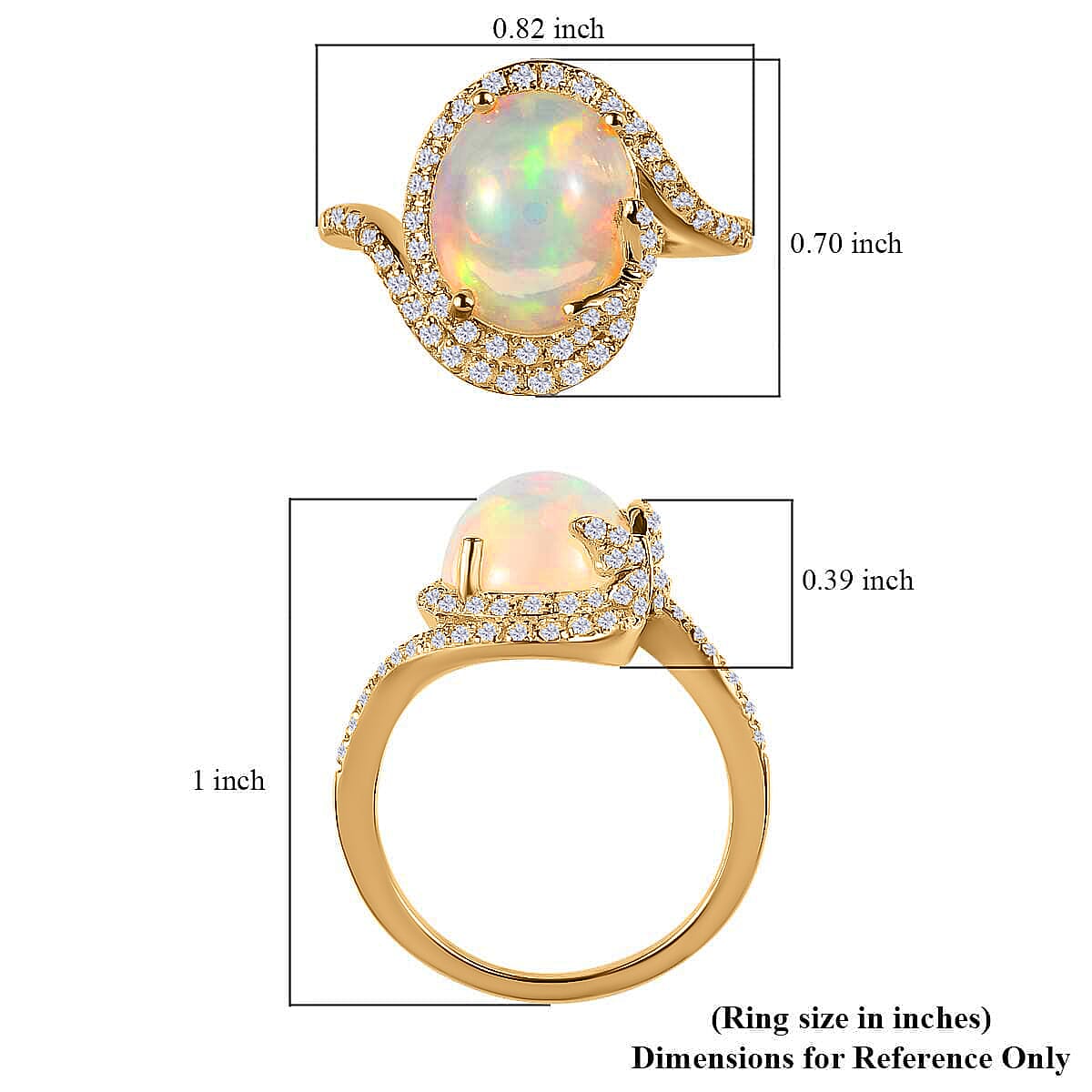 GP Italian Garden Collection Premium Ethiopian Welo Opal Ring, Multi Gemstone Accent Ring,  Vermeil Yellow Gold Over Sterling Silver Ring, Opal Jewelry 3.60 ctw