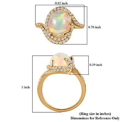 GP Italian Garden Collection Premium Ethiopian Welo Opal Ring, Multi Gemstone Accent Ring,  Vermeil Yellow Gold Over Sterling Silver Ring, Opal Jewelry 3.60 ctw