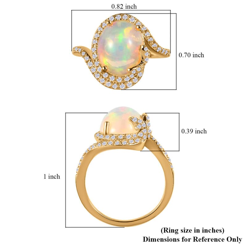 GP Italian Garden Collection Premium Ethiopian Welo Opal Ring, Multi Gemstone Accent Ring,  Vermeil Yellow Gold Over Sterling Silver Ring, Opal Jewelry 3.60 ctw