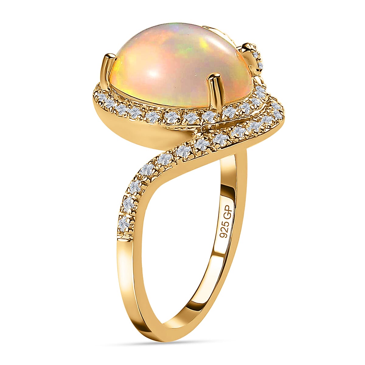 GP Italian Garden Collection Premium Ethiopian Welo Opal Ring, Multi Gemstone Accent Ring,  Vermeil Yellow Gold Over Sterling Silver Ring, Opal Jewelry 3.60 ctw image number 3