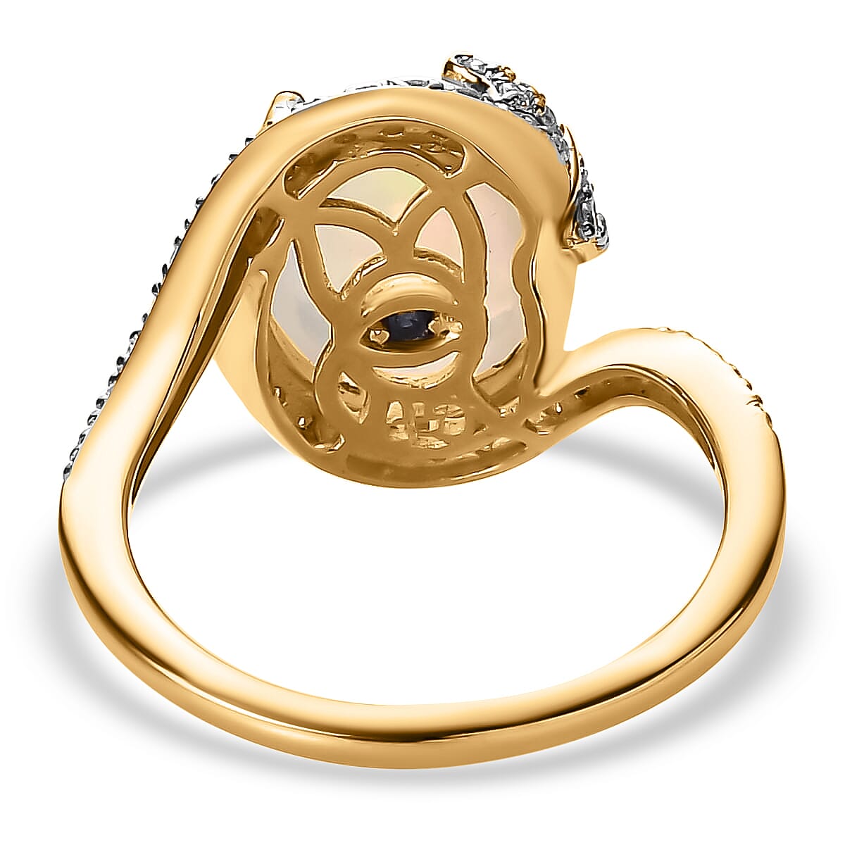 GP Italian Garden Collection Premium Ethiopian Welo Opal Ring, Multi Gemstone Accent Ring,  Vermeil Yellow Gold Over Sterling Silver Ring, Opal Jewelry 3.60 ctw image number 4