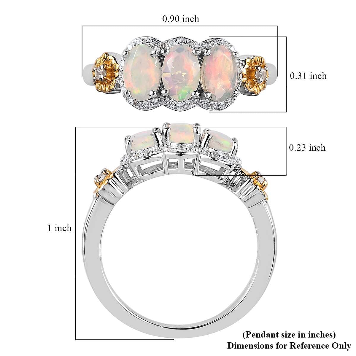 GP Italian Garden Collection Premium Ethiopian Welo Opal and White Zircon Ring in Vermeil YG and Platinum Over Sterling Silver 1.40 ctw image number 5
