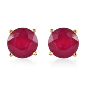 Niassa Ruby (FF) Solitaire Stud Earrings in Vermeil Yellow Gold Over Sterling Silver 8.75 ctw