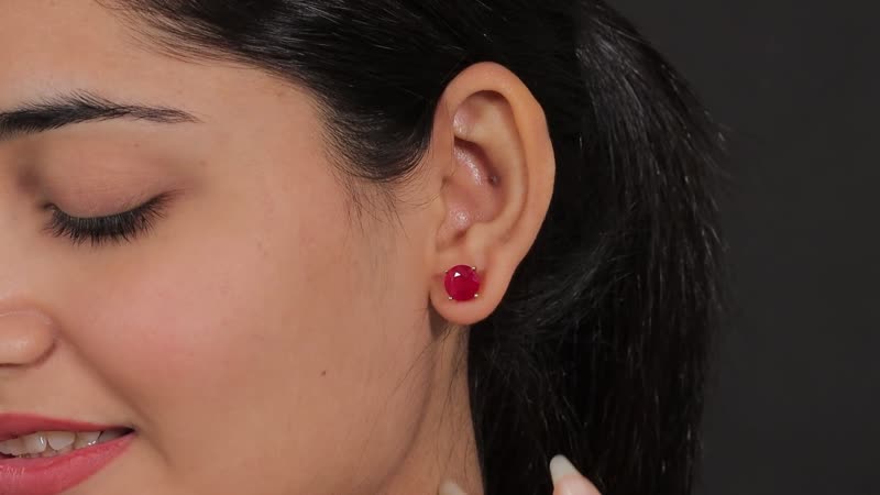 Niassa Ruby (FF) 8.75 ctw Solitaire Stud Earrings in Vermeil Yellow Gold Over Sterling Silver