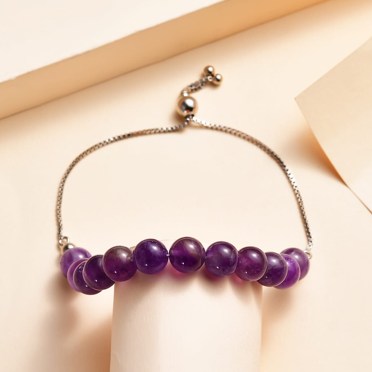 African Amethyst Bolo Bracelet in Sterling Silver (9.50 In) 50.00 ctw image number 1
