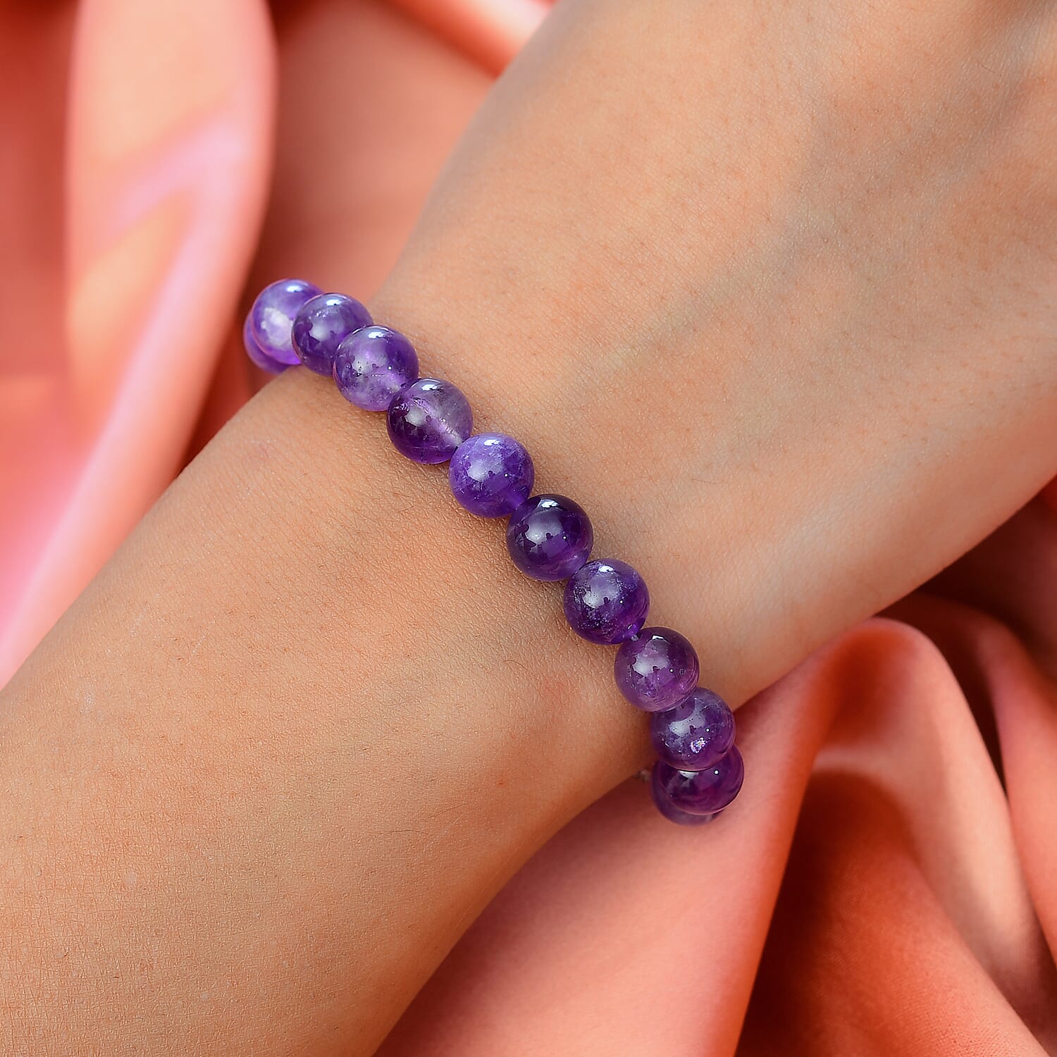 African Amethyst Bolo Bracelet in Sterling Silver (9.50 In) 50.00 ctw