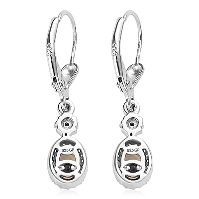 GP Italian Garden Collection Premium Ethiopian Welo Opal and White Zircon Lever Back Earrings in Vermeil YG and Platinum Over Sterling Silver 0.90 ctw