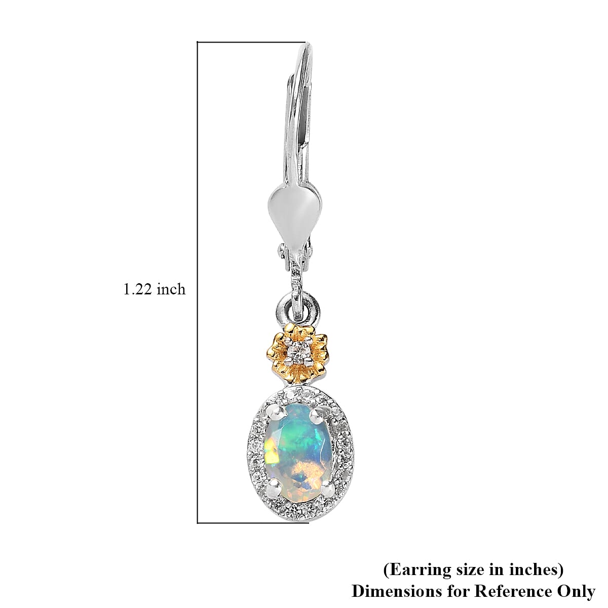 GP Italian Garden Collection Premium Ethiopian Welo Opal and White Zircon Lever Back Earrings in Vermeil YG and Platinum Over Sterling Silver 0.90 ctw