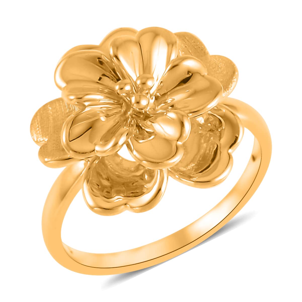 24K Yellow Gold Electroform Floral Ring (Size 7.0) 2.05 Grams image number 0