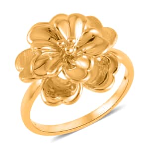 24K Yellow Gold Electroform Floral Ring (Size 7.0) 2.05 Grams