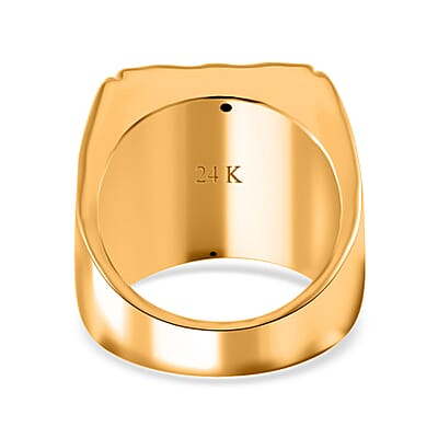 24K Yellow Gold Electroform Dragon Men's Ring (Size 10.0) 5.80 Grams