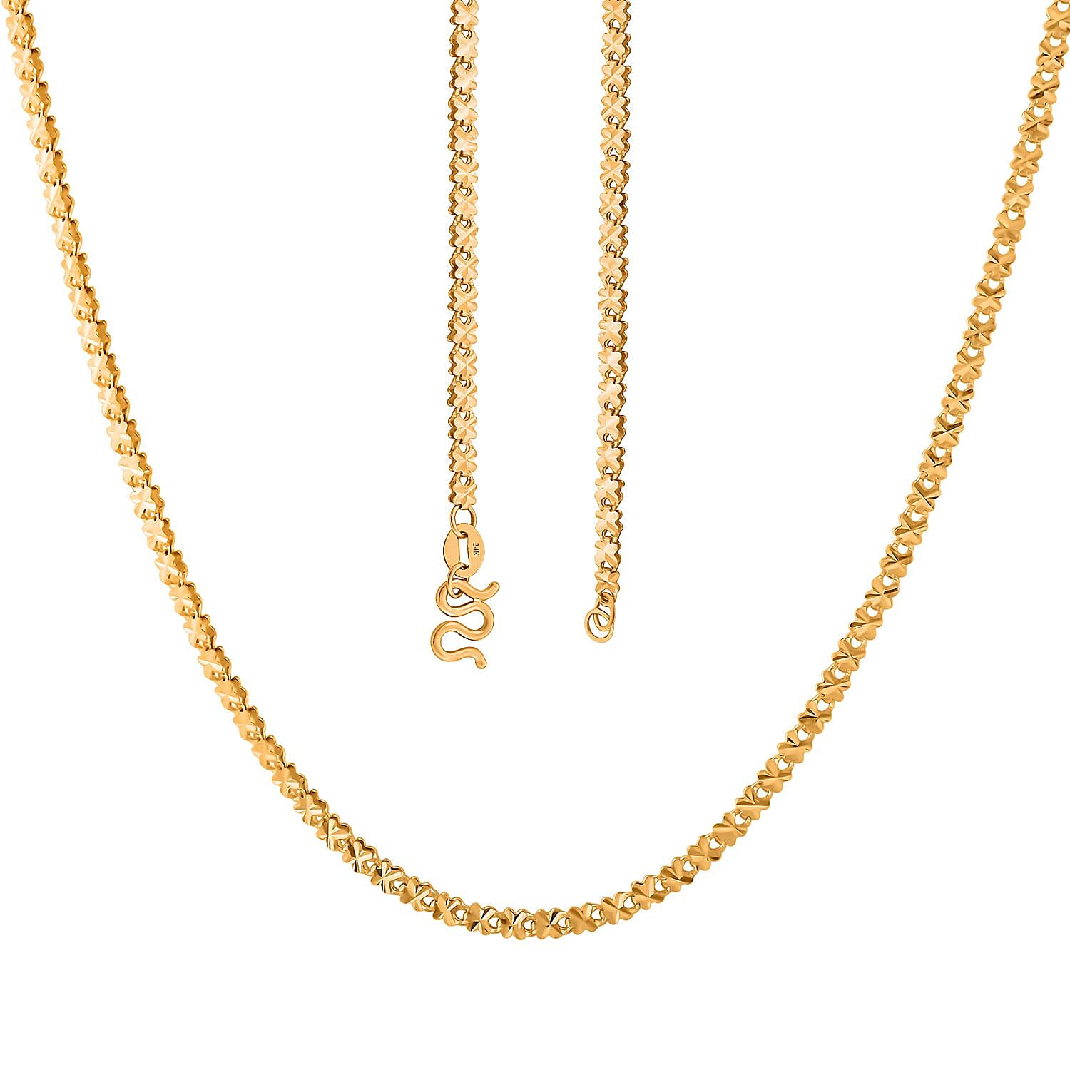 24K Yellow Gold Electroform X Link Chain Necklace 18 Inches 7 Grams