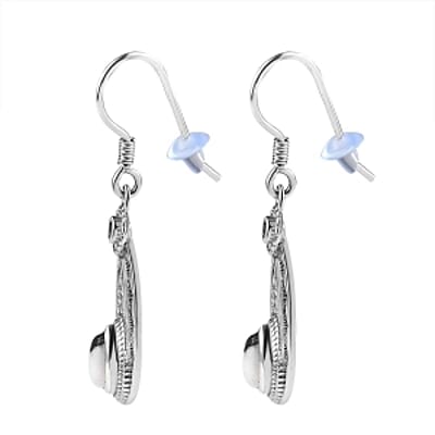 White Buffalo and Thai Black Spinel Lever Back 1.74 ctw Earrings in Platinum Over Sterling Silver