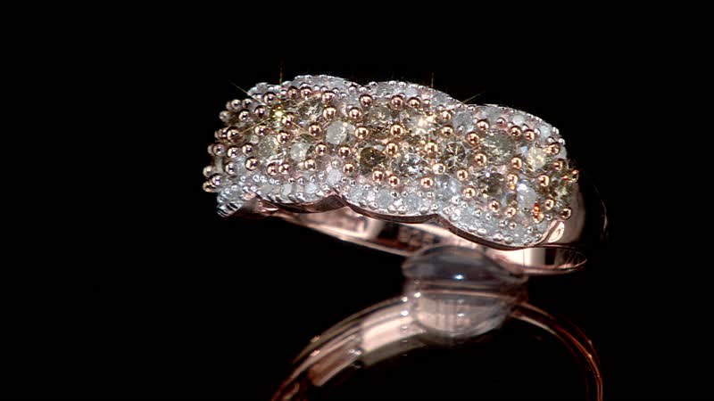 Natural Champagne, White Diamond Ring in Sterling Silver 1.00 ctw