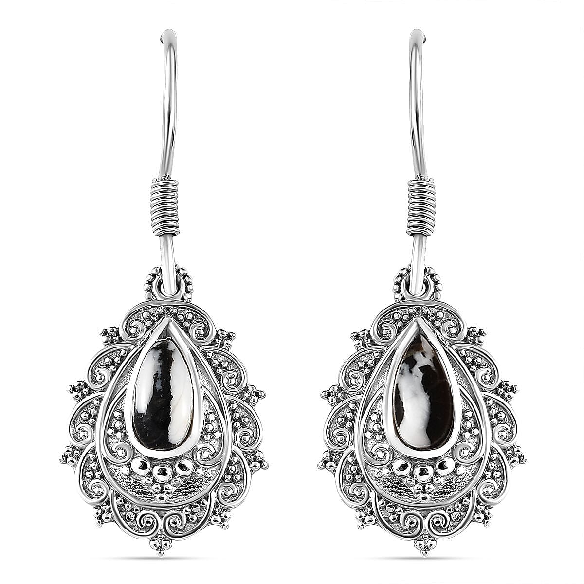 White Buffalo Lever Back 1.38 ctw Earrings in Platinum Over Sterling Silver